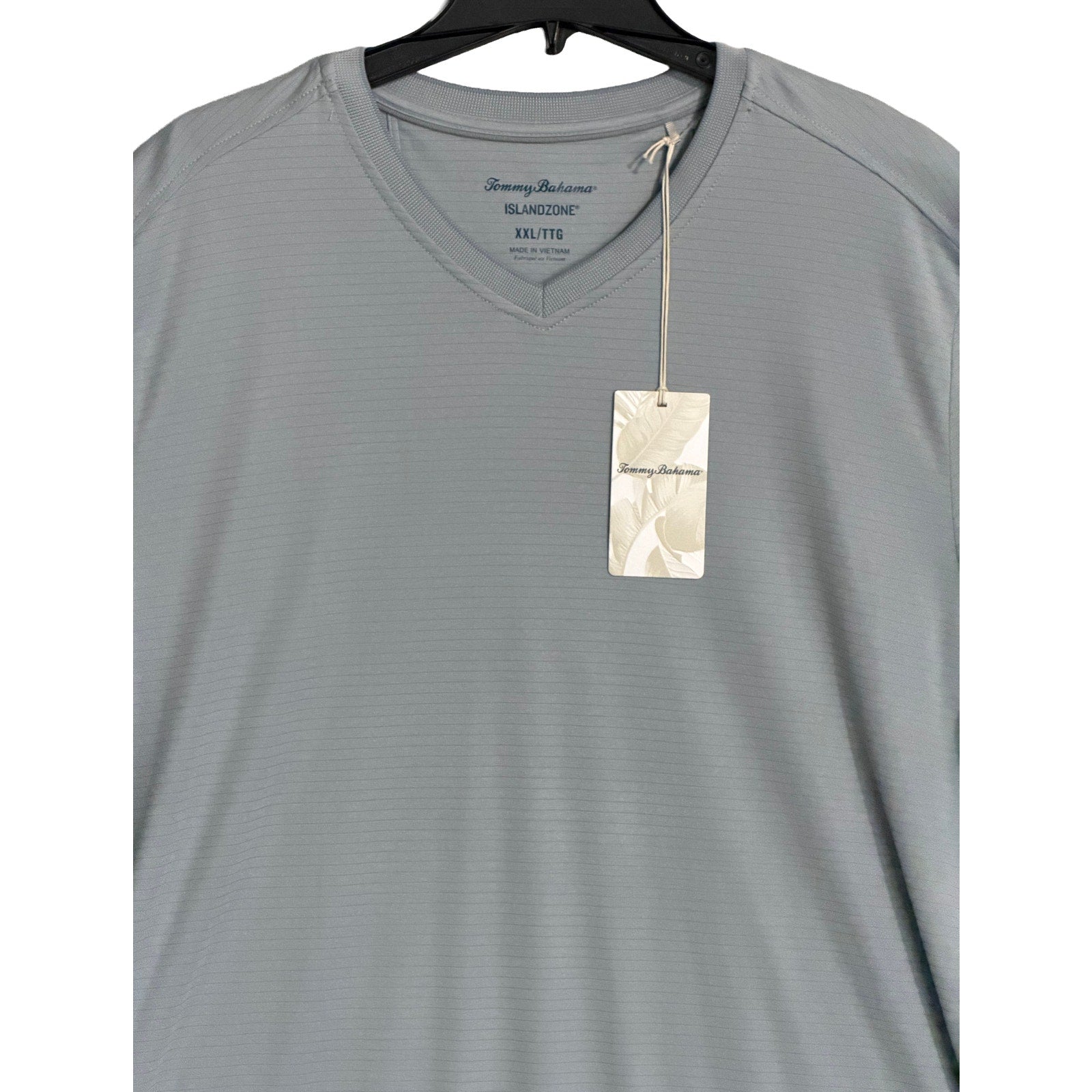 Tommy Bahama V-Neck Tee Men's XXL "Bay Stripe V-Neck" Anchor Grey