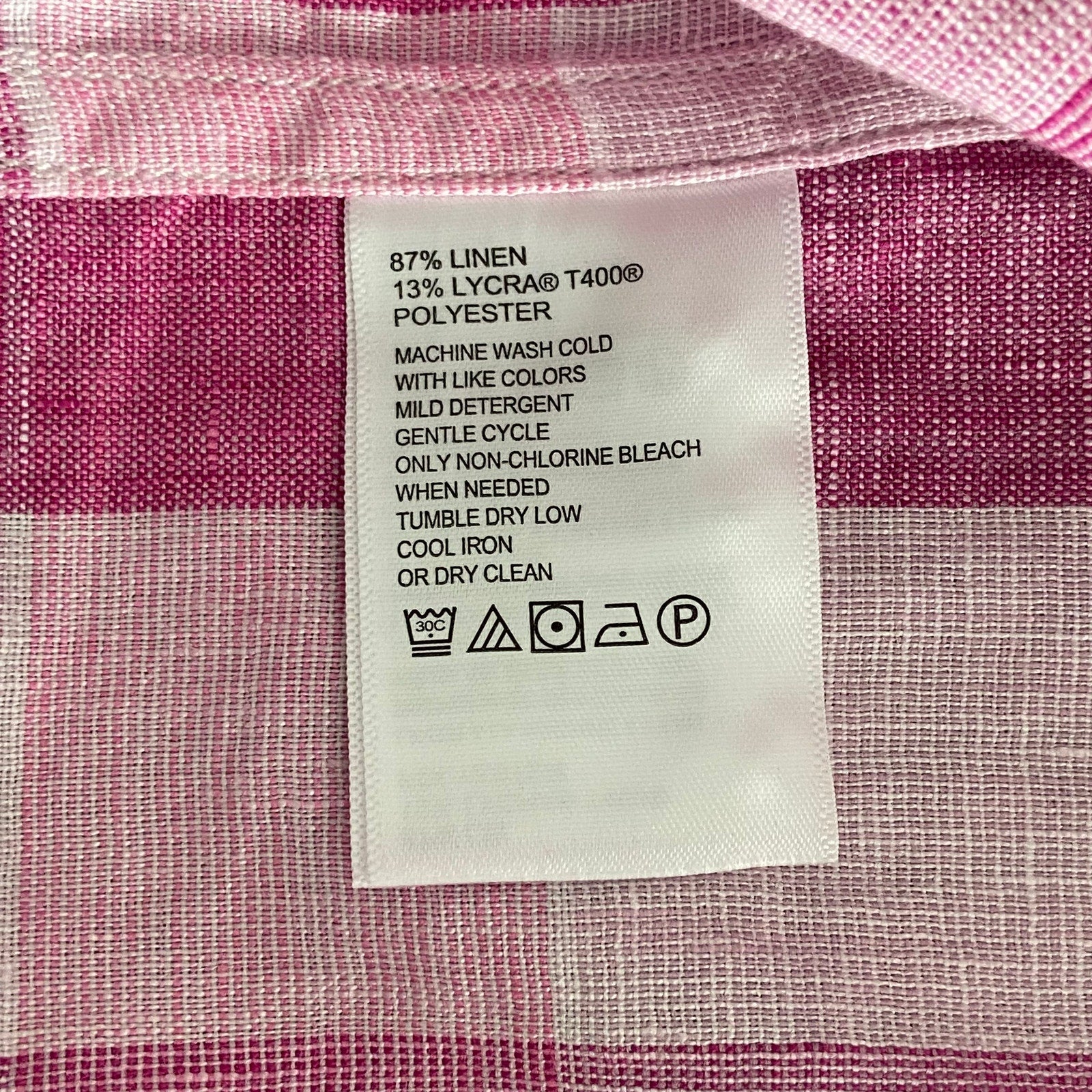 Tommy Bahama Shirt Men's Large "Barbados Breeze Stretch" Pink Linen Blend