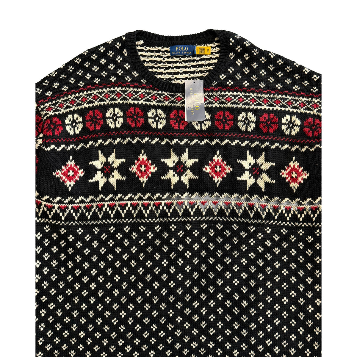 Polo Ralph Lauren Men's XXL Snowflake Cotton Cashmere Sweater Black