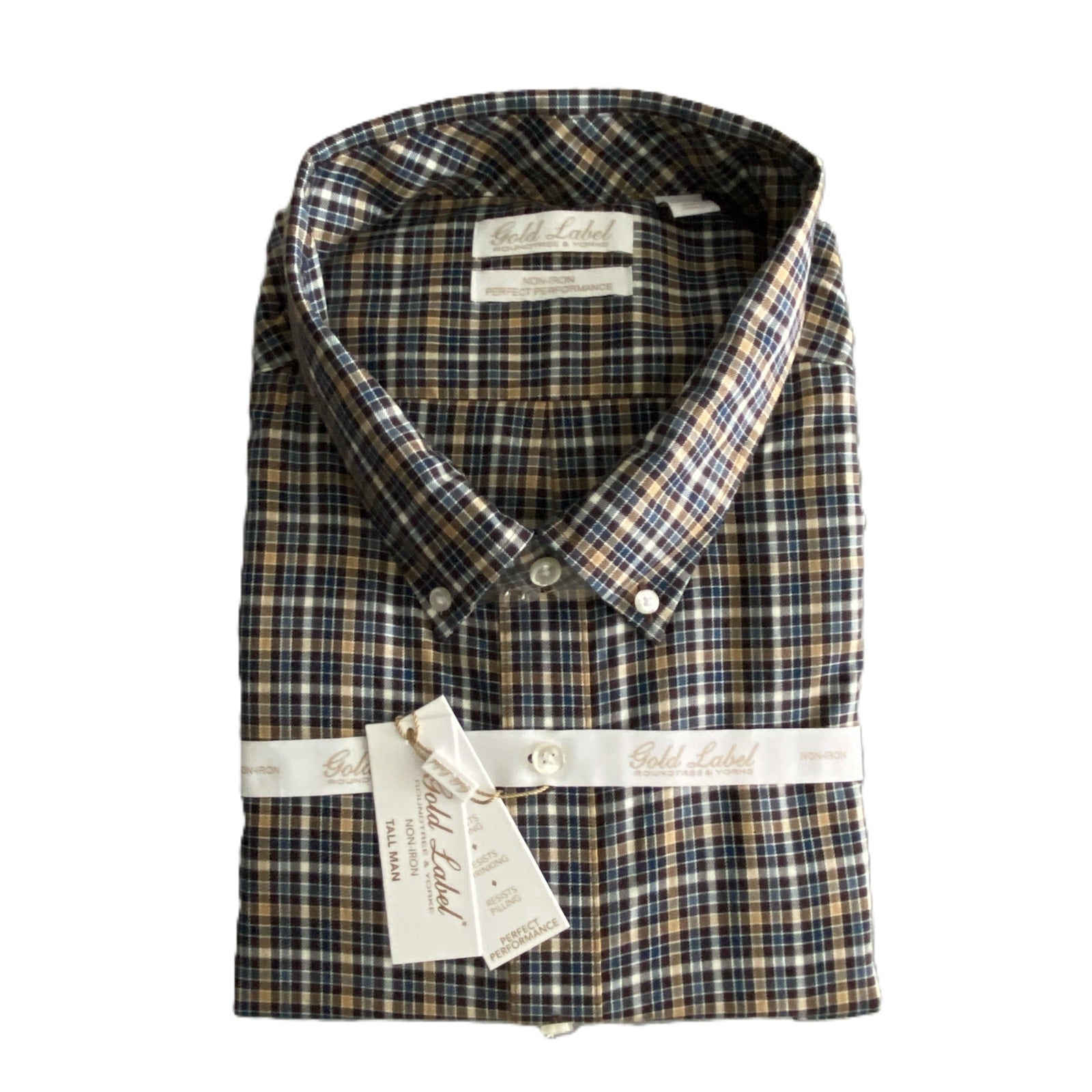 Roundtree & Yorke Gold Label Men's Big & Tall 4XT Button-Down Dress Shirt