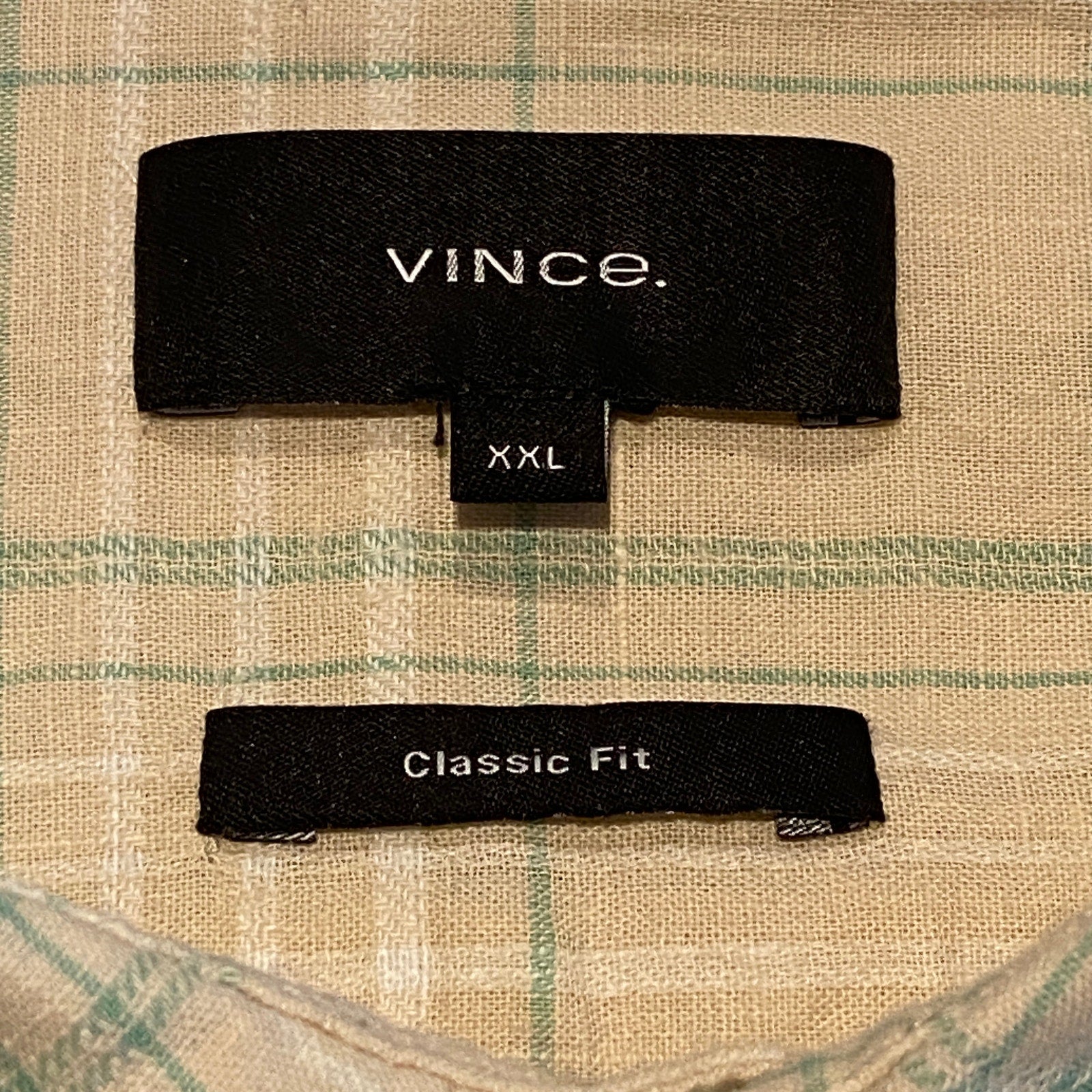 Vince Shirt Men's 2XL Classic Fit Linen Blend Long Sleeve Button-Up Shirt Beige