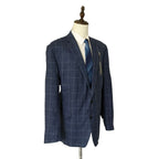 Michael Kors Suit Jacket Men's 52 Long Classic Fit Wool Silk Linen Blue Ck