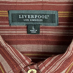 Liverpool Los Angeles Shirt Men's Large Button-Down Short Sleeve Brick Stripe