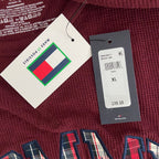 Tommy Hilfiger Tee Men's XL Long Sleeve Waffle-Knit Crew Neck Maroon NWT