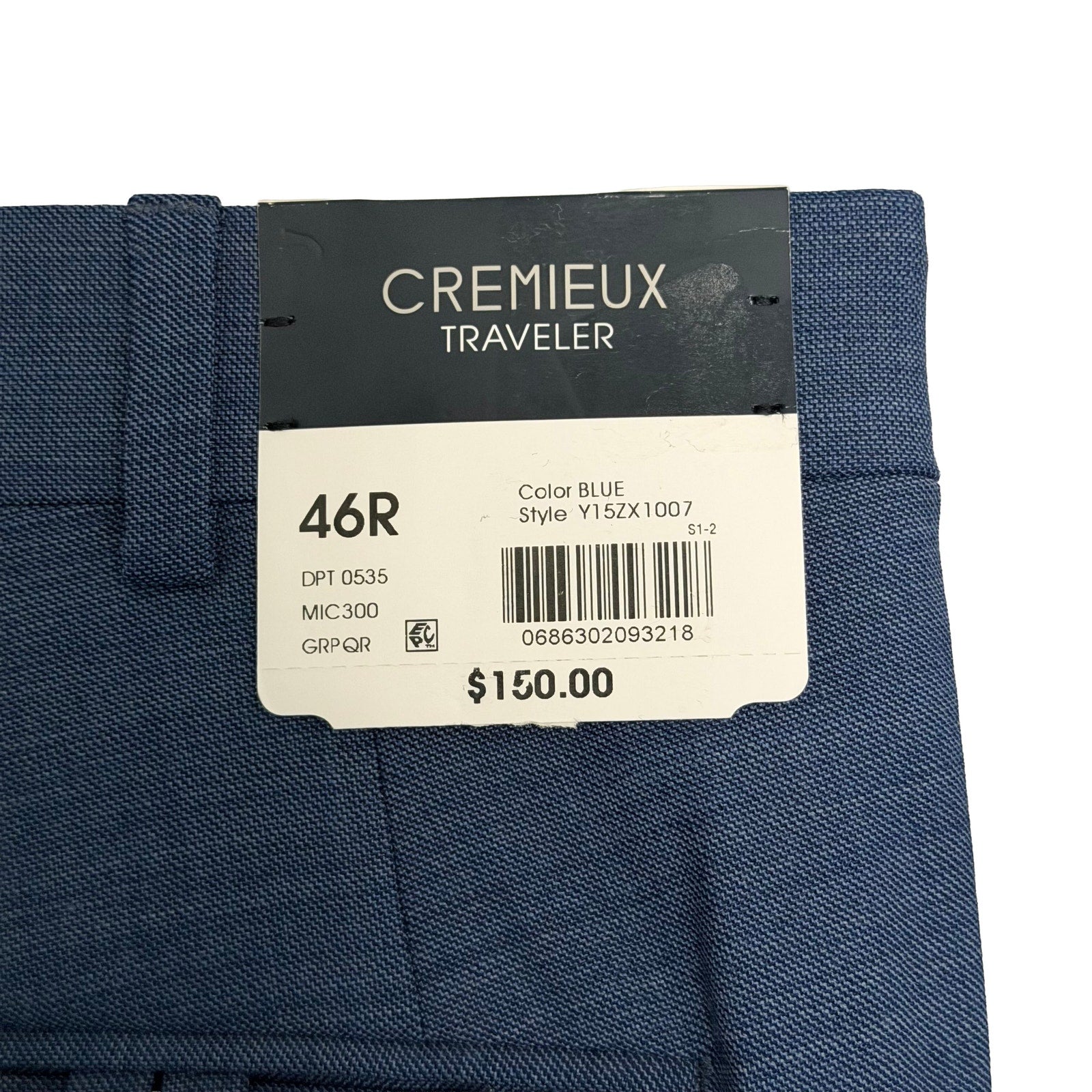 Daniel Cremieux Dress Pant Men's 46R Traveler Raw Hem Comfort Waist Blue