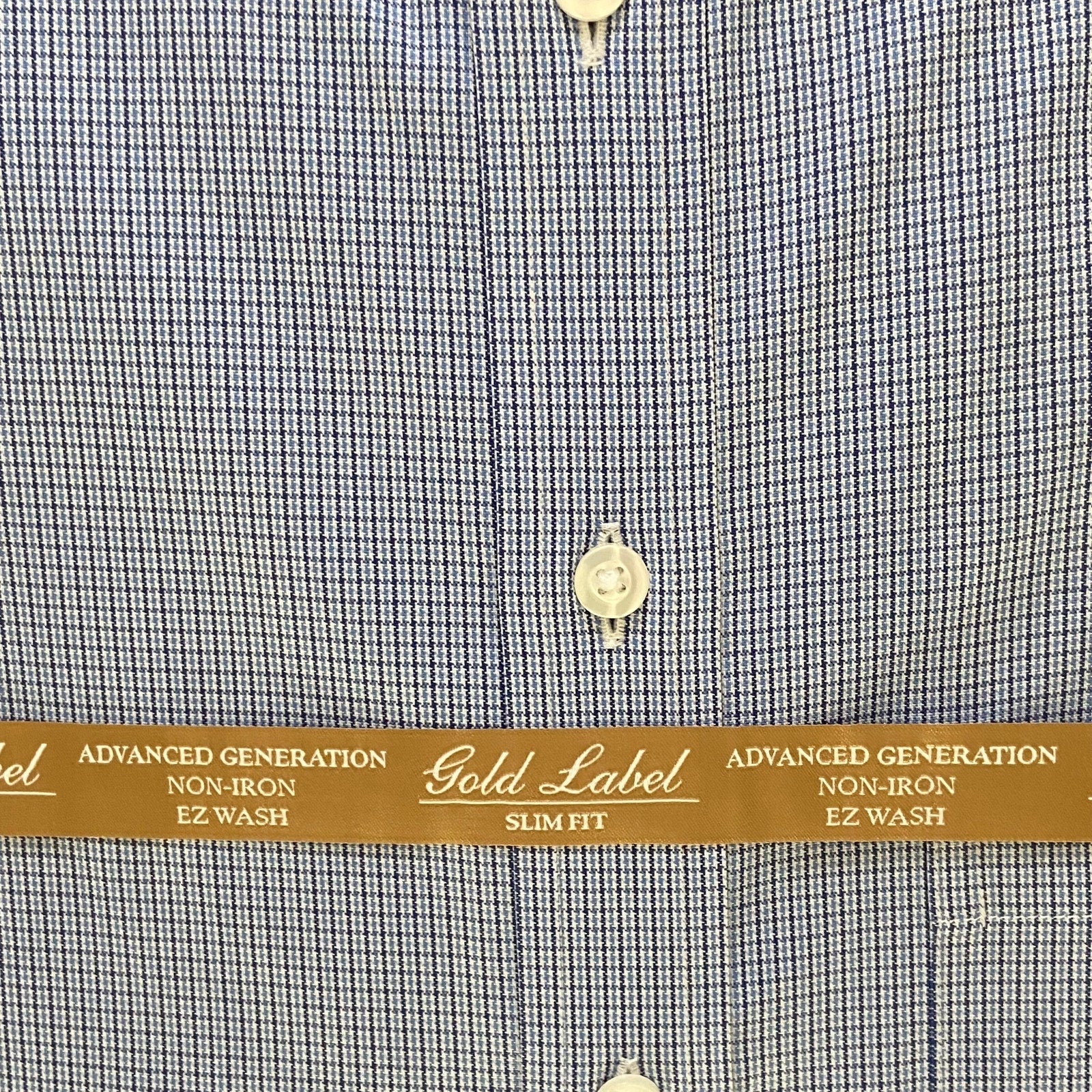 Roundtree & Yorke Shirt Men's 14.5 32 Slim Fit Cotton Pinpoint Blue Check