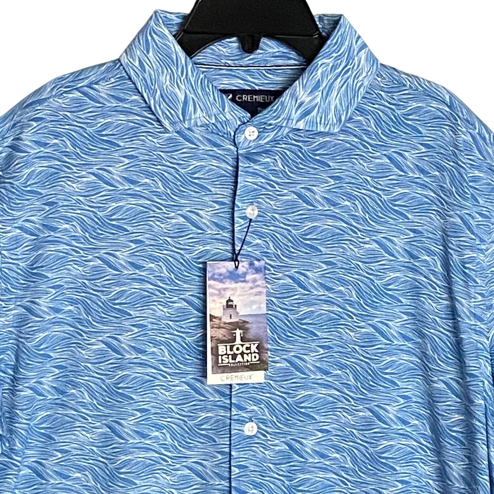 Daniel Cremieux Shirt Men's Large Button-Up Short Sleeve Shirt Blue & White