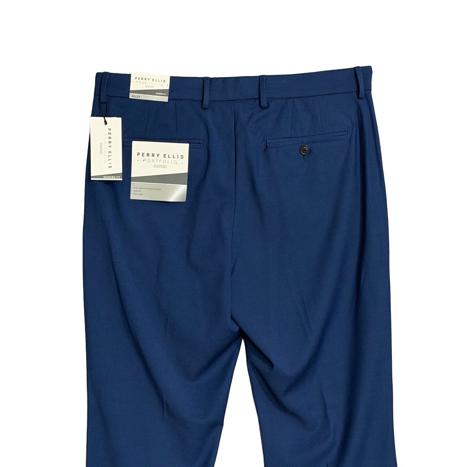 Perry Ellis Portfolio Pants Men's 34"x32" Dress Pants Modern Fit Navy