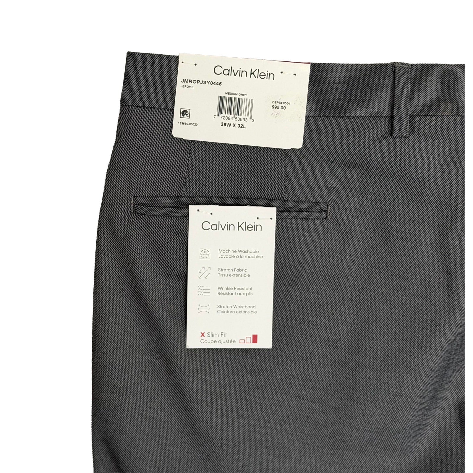 Calvin Klein Dress Pants Men's 38"x32" Slim Fit Stretch Jerome Medium Grey