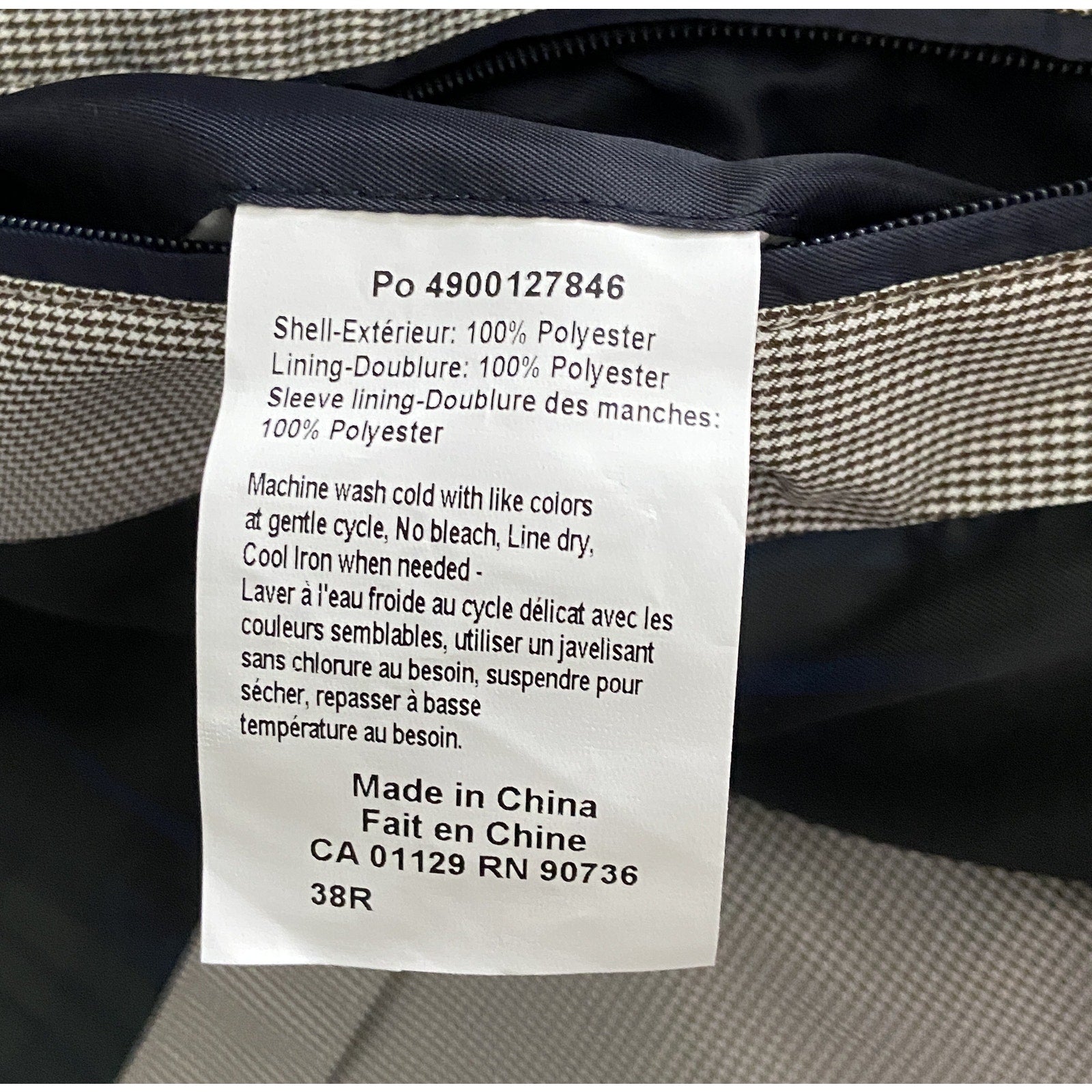 Lauren Ralph Lauren Coat Men's 38R Raincoat Stanza Cream Brown Houndstooth