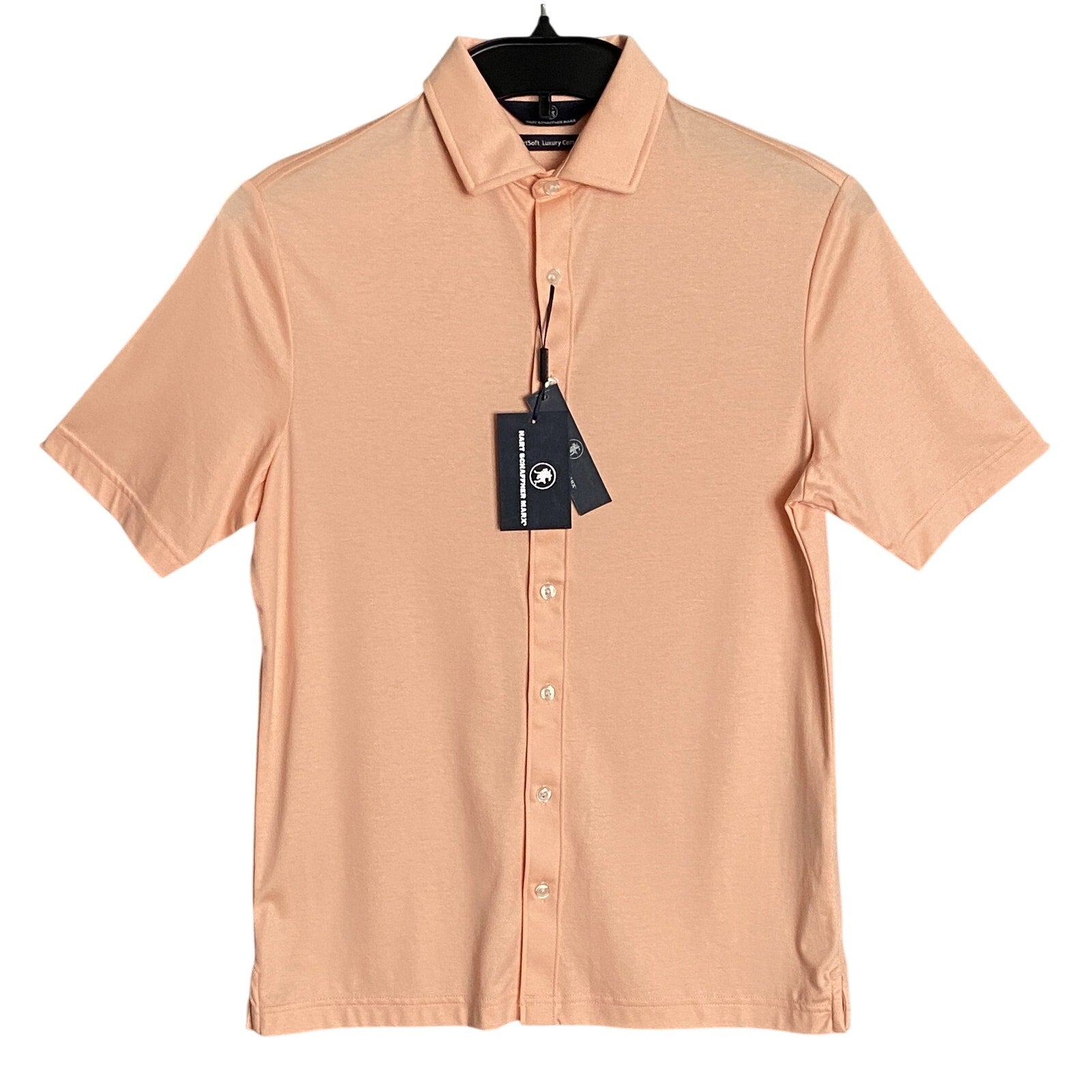 Hart Schaffner Marx Shirt Men's Small Harsoft Cotton Button-Up Polo Orange