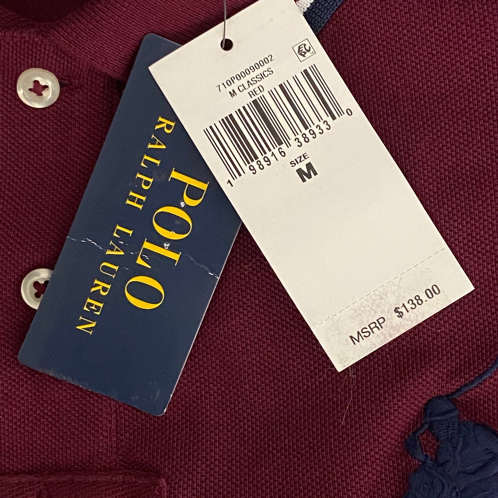 Polo Ralph Lauren Shirt Men's Medium Custom Slim Fit Big Pony Mesh Short Sleeve