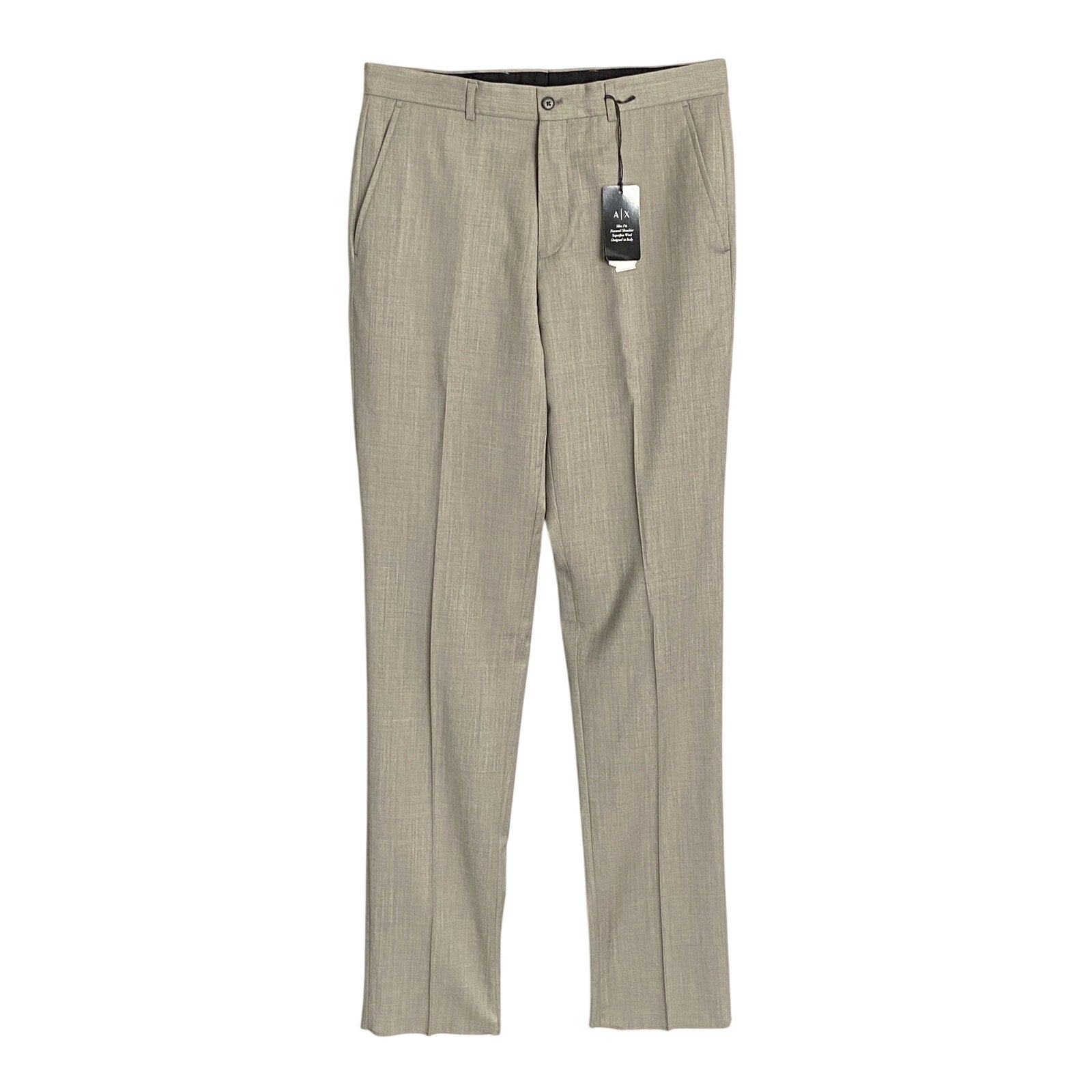 Armani Exchange Pants Men's 32W Dress Pant Raw Hem Wool Taupe Heather