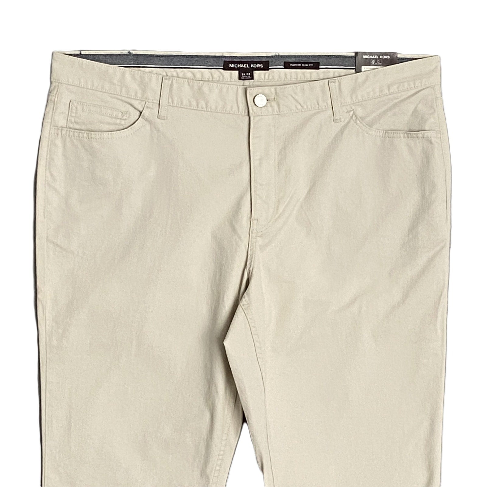 Michael Kors Men's 38x32 Parker Slim Fit Stretch Denim Pants Beige