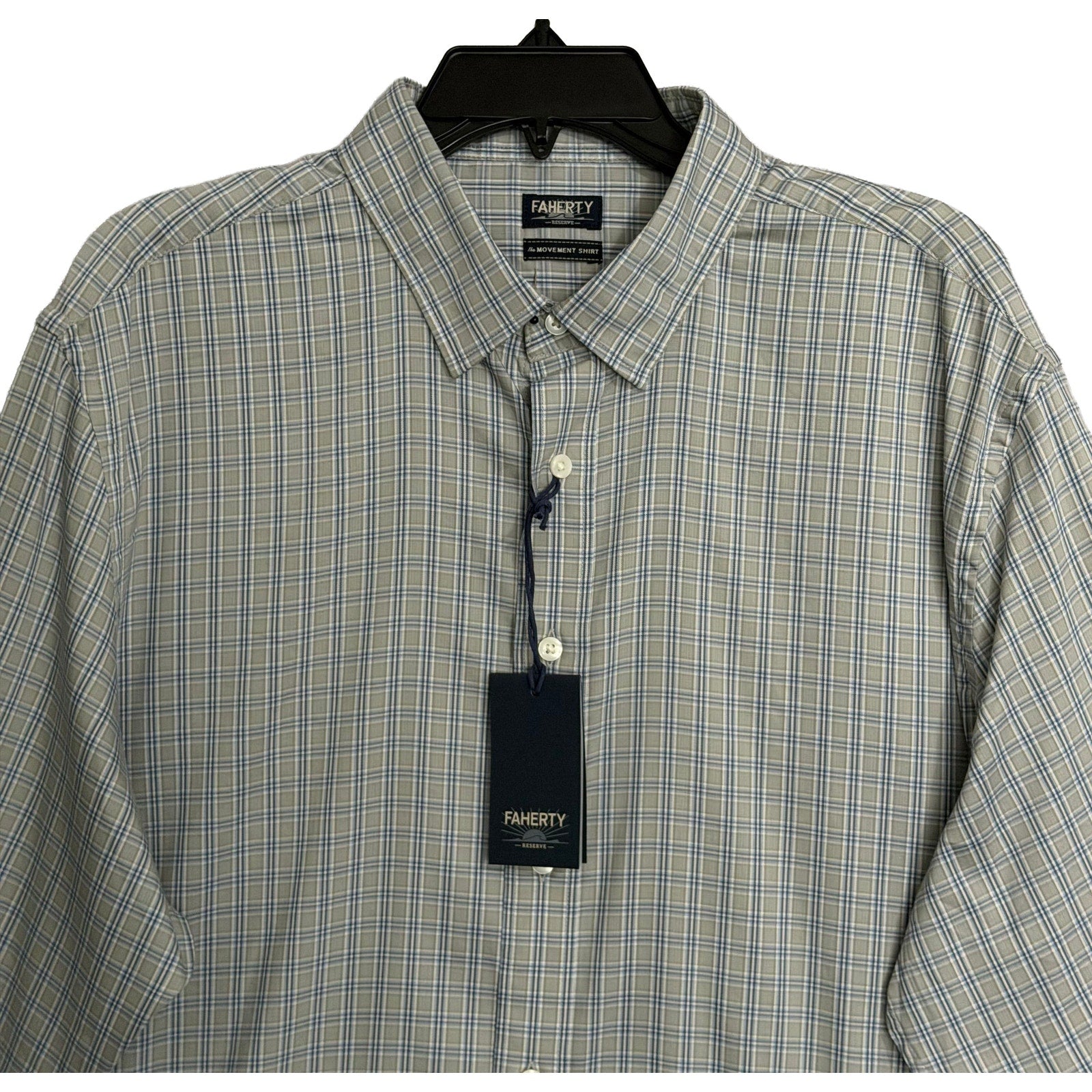 Faherty Shirt Men's XL The Movement Shirt Sage River Plaid Supima Cotton