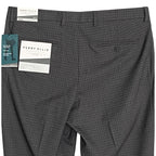 Perry Ellis Portfolio Pants Men's 34x32 Slim Fit Dress Pant Charcoal Gingham