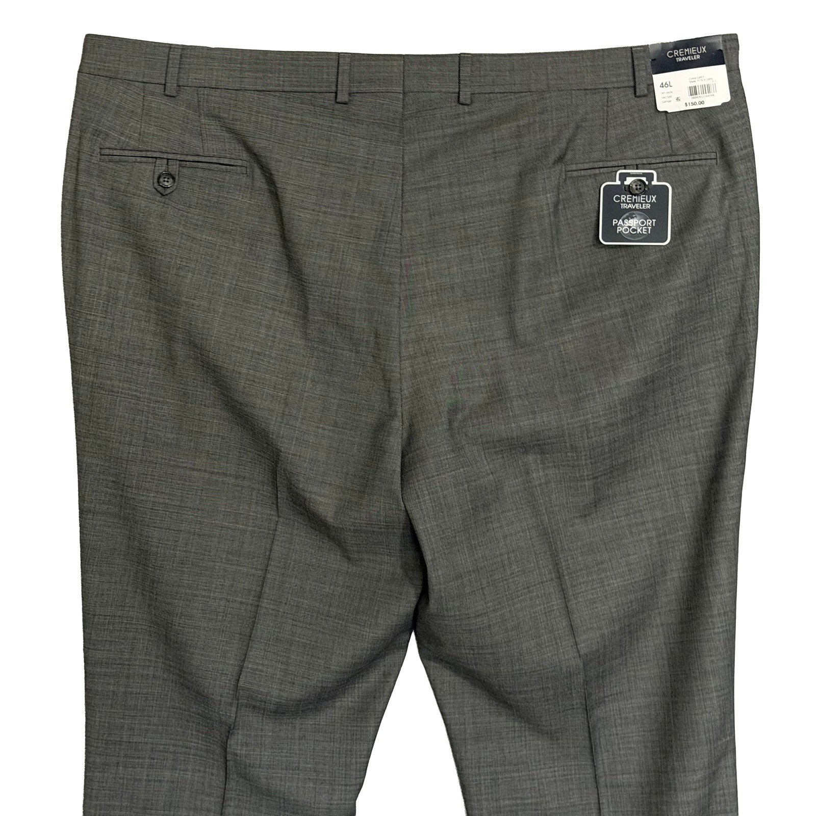 Daniel Cremieux Dress Pant Men's 46L Traveler Raw Hem Comfort Waist Gray