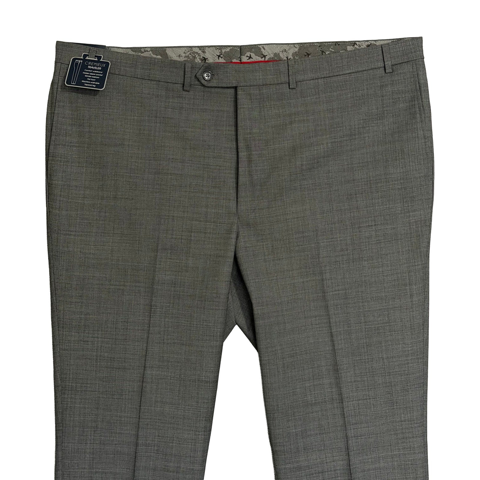 Daniel Cremieux Dress Pant Men's 46L Traveler Raw Hem Comfort Waist Gray