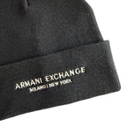 Armani Exchange Milano / New York Knit Beanie One Size Folded Cuff Black