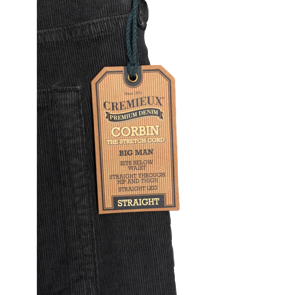 Daniel Cremieux Corduroy Pants Men's 48"x30" Straight Fit Stretch Charcoal