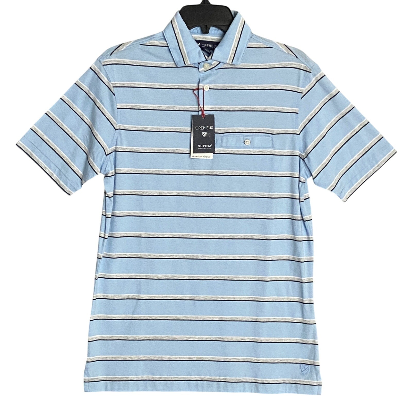 Daniel Cremieux Shirt 38 Men's Small Pima Cotton Polo Blue & Gray Stripe
