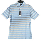 Daniel Cremieux Shirt 38 Men's Small Pima Cotton Polo Blue & Gray Stripe