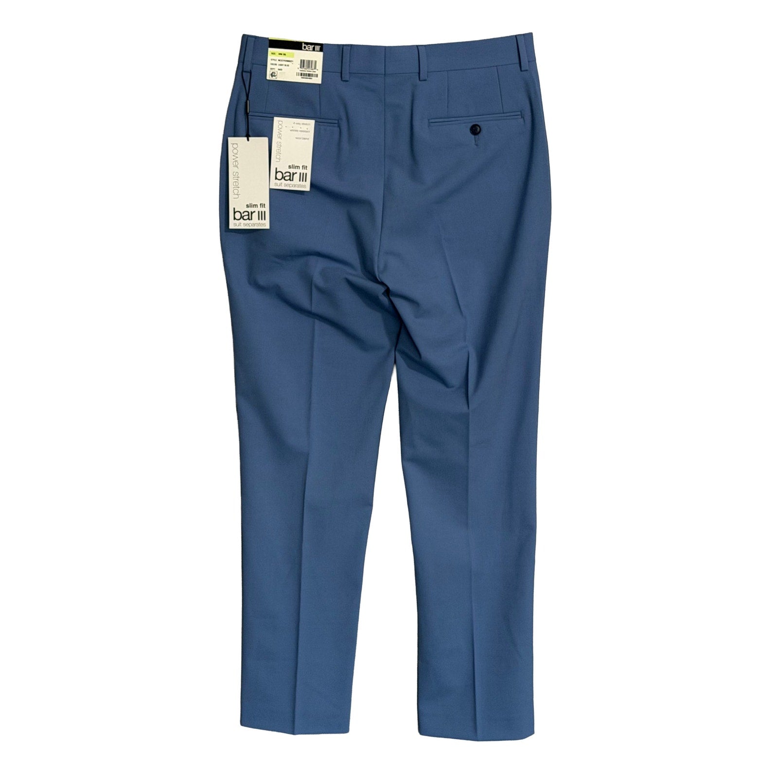 Bar III Dress Pants Men's 30"x30" Slim Fit Wool Blend Stretch Light Blue