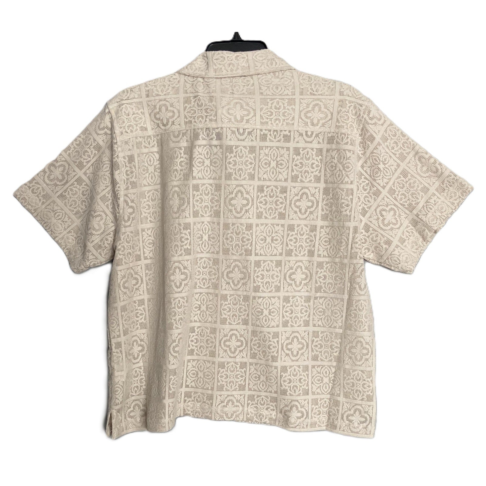 Guess Bacari Short Sleeve Shirt Men's XL Woven Cotton Blend Beige