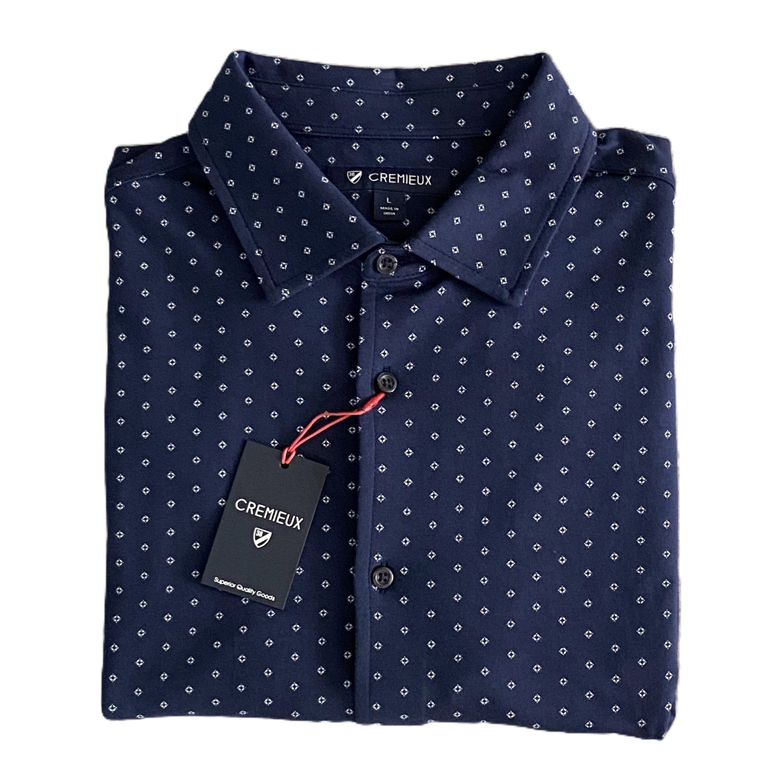 Daniel Cremieux Shirt Men's Large Short Sleeve Button-Up Supima Cotton Blue