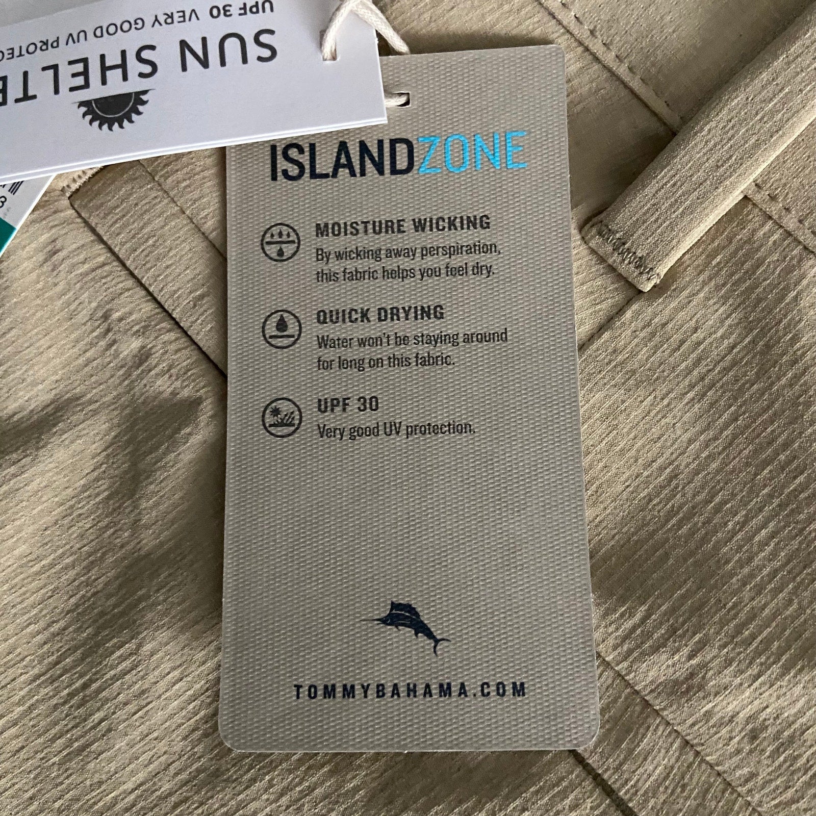 Tommy Bahama Men's 46RG x 10 "Chip Shot Short" Fog Beige 5-Pocket Stretch