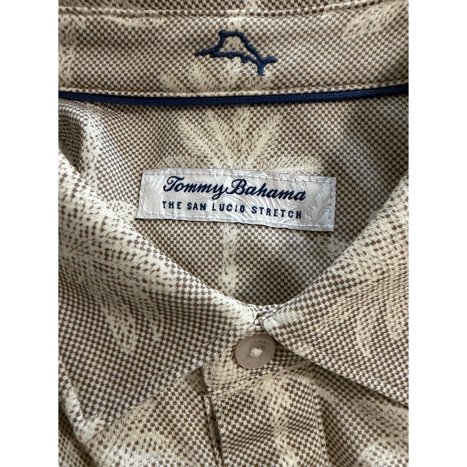Tommy Bahama Polo Shirt Men's Medium "San Lucio Palm Lane Polo" Chinchilla