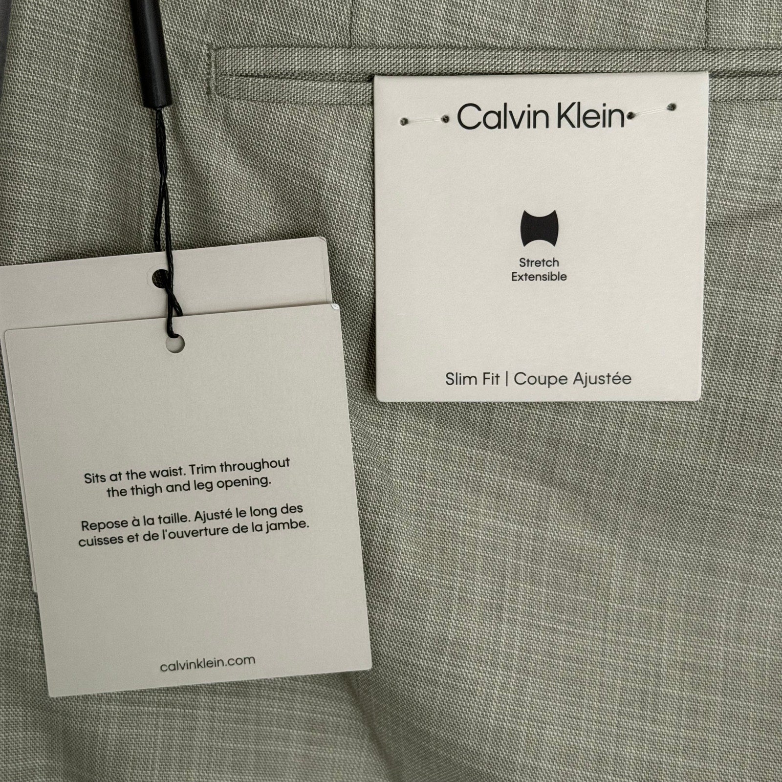 Calvin Klein Dress Pant Men's 34"x32" Slim Fit Jace Flat Front Stretch Taupe