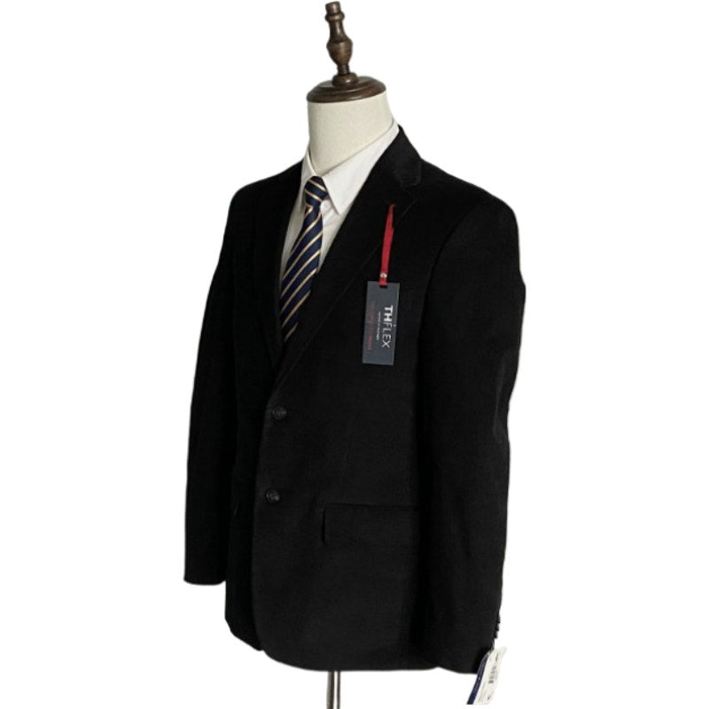 Tommy Hilfiger Men's 38R THFlex Sport Coat Black Corduroy Cotton Stretch