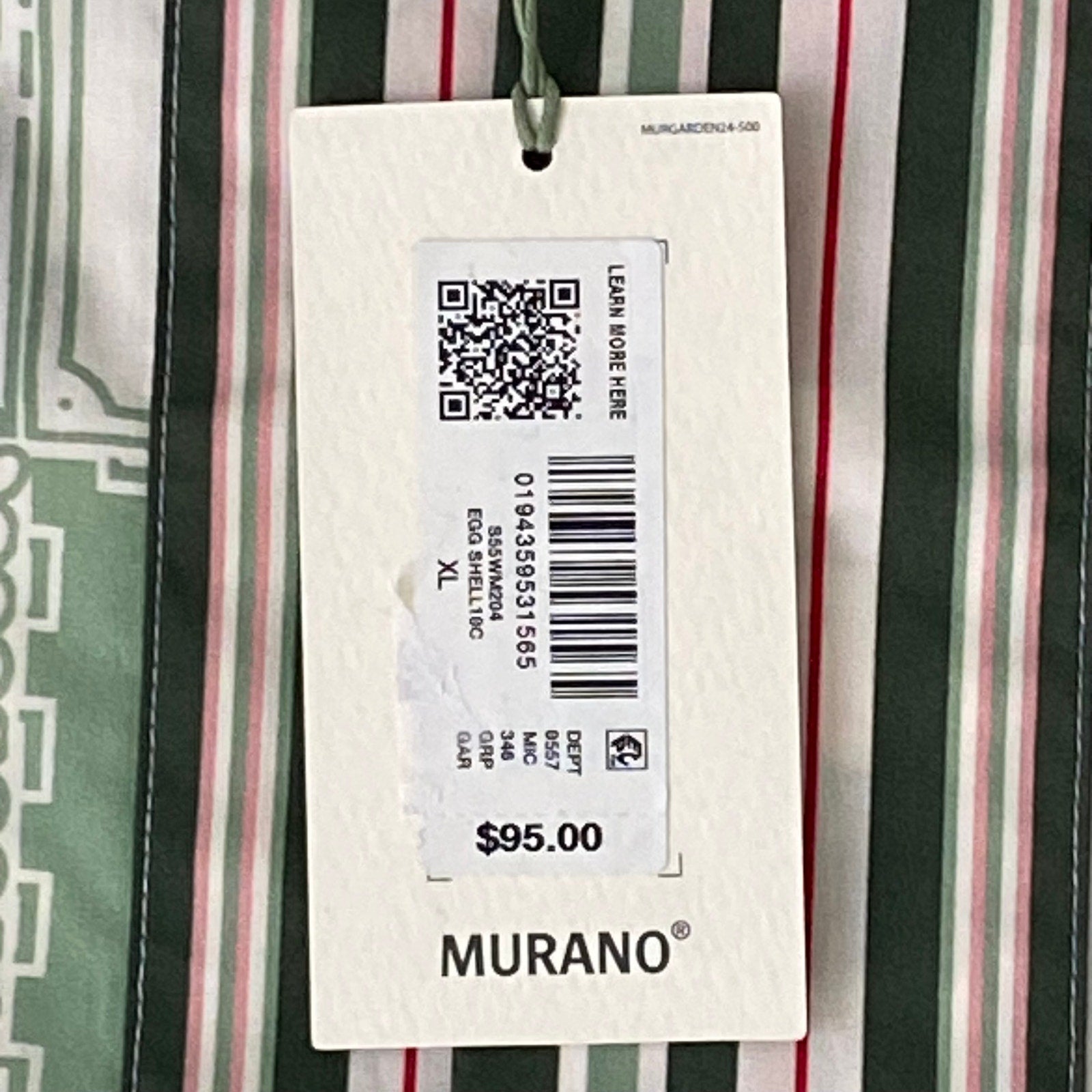 Murano Casual Shirt Men's XL "From the Garden" Slim Fit Short Slv Green/Red
