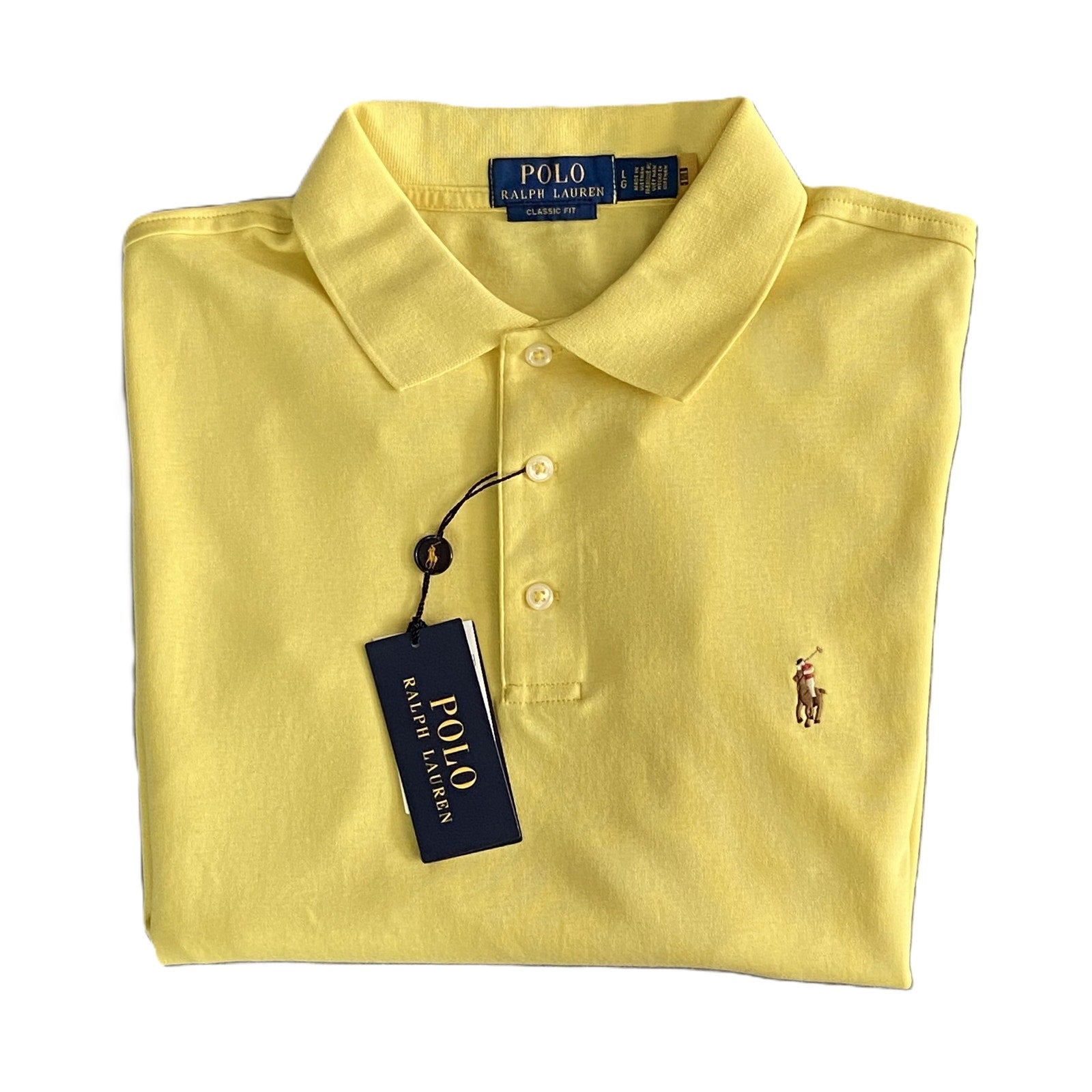 Polo Ralph Lauren Shirt Men's Large Classic Fit Short Sleeve Polo Yellow