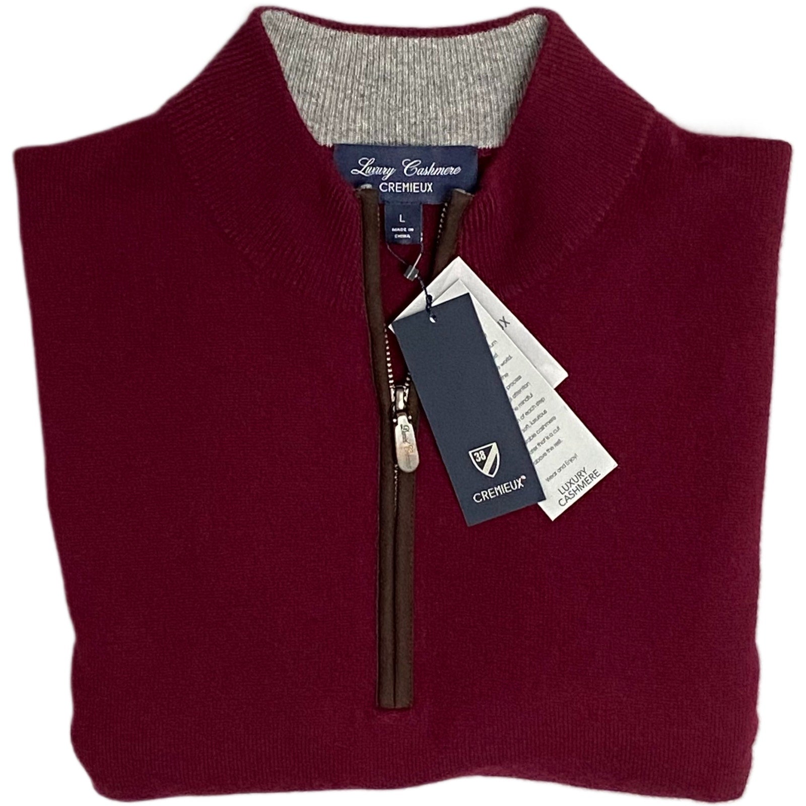 Daniel Cremieux Quarter-Zip Sweater Men's Large Luxury Cashmere Burgundy