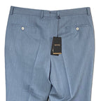 Boss Dress Trousers Men's 38x32 Wool/Silk/Linen Blend Pleated Cuffed Blue