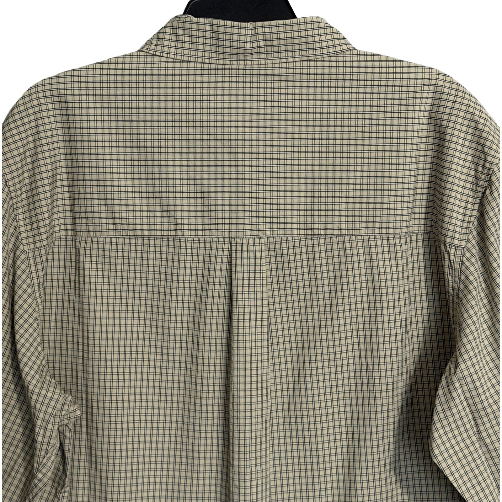 BDG Button-Up Shirt Men's Large Long Sleeve Beige and Black Plaid Check