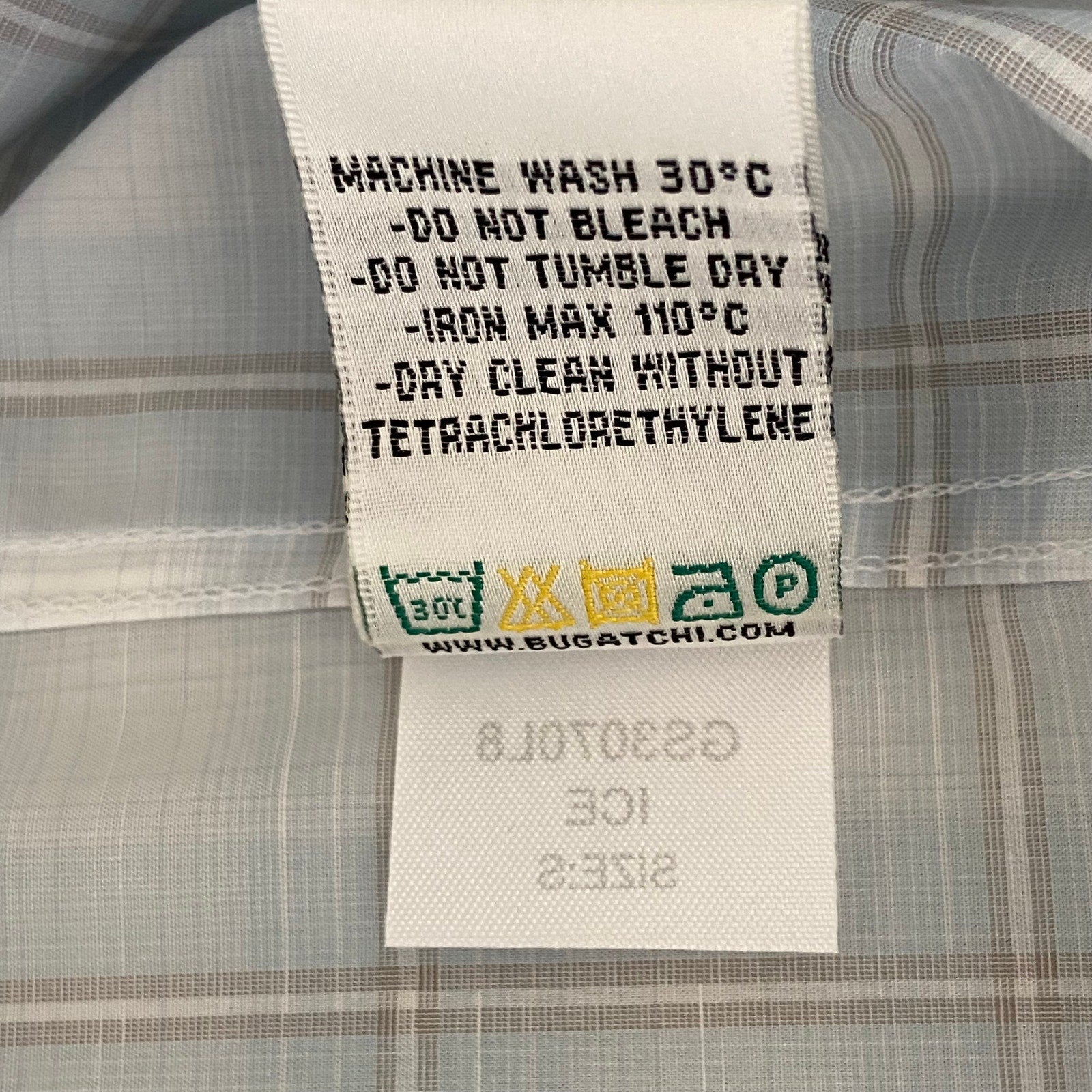 Bugatchi Dress Shirt Men's Small Long Sleeve Button-Up Blue Gray Window Pane