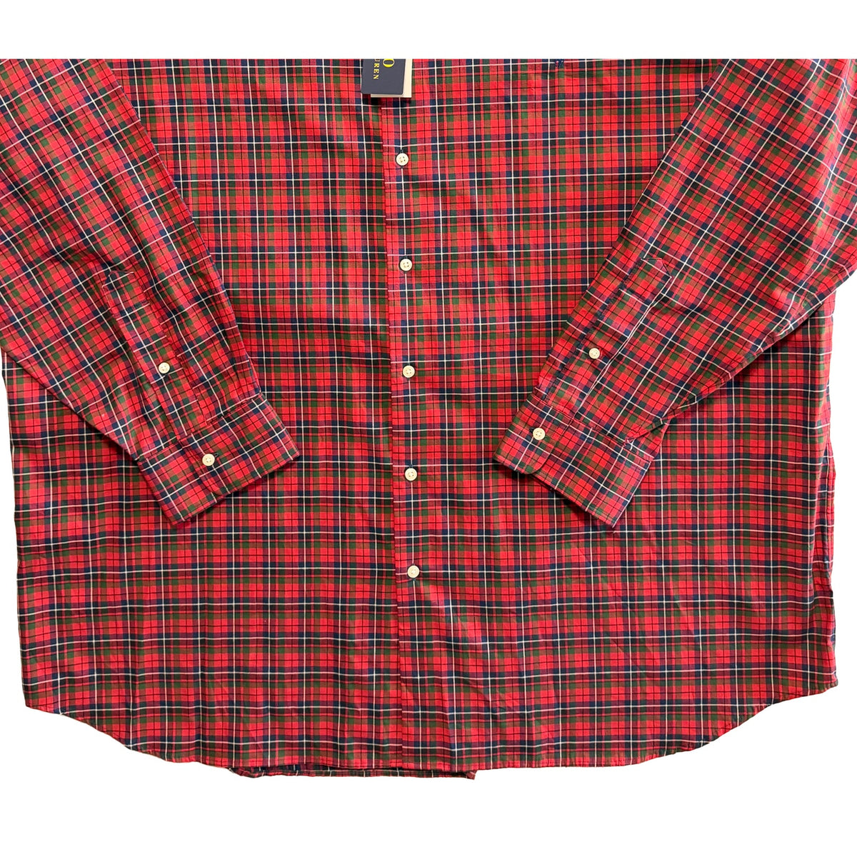 Polo Ralph Lauren Shirt Men's 3XLT Big & Tall Long Sleeve Red Navy Check