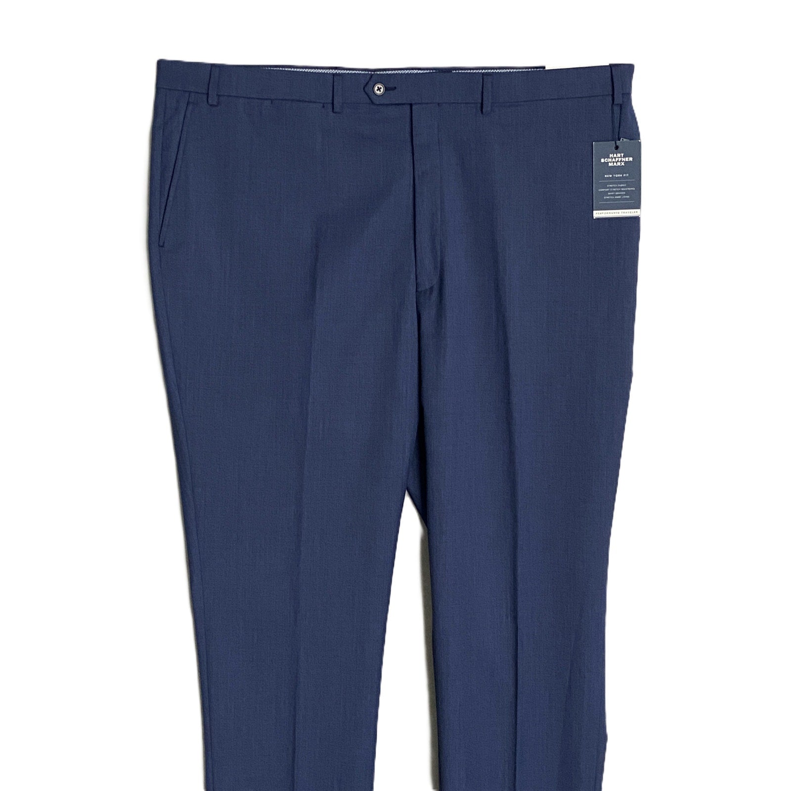 Hart Schaffner Marx Traveler Men's 44 Long Dress Pant New York Fit Wool Blue