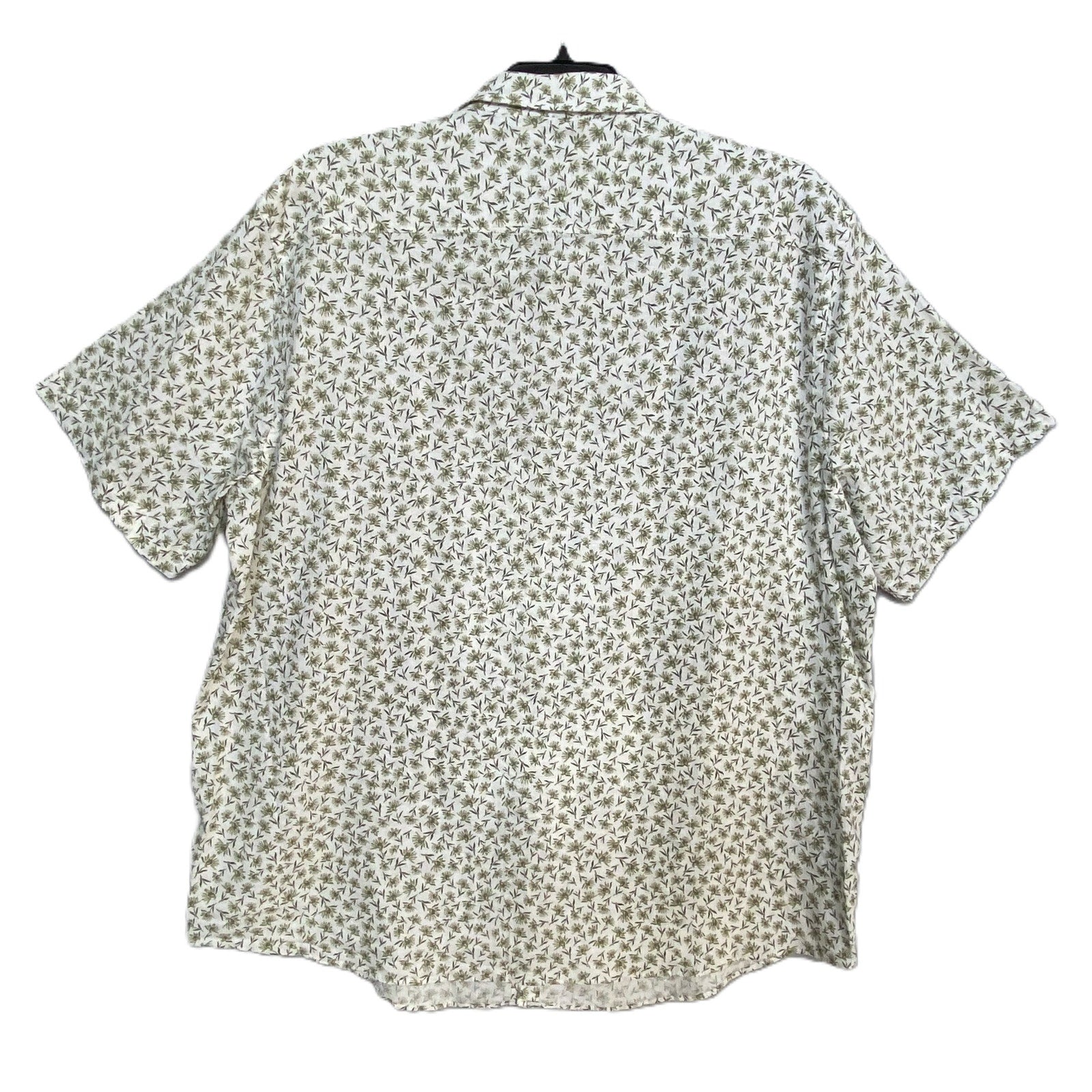 Boss Shirt Men's 3XL Big & Tall Short Slv Stretch Linen Shirt Green Floral