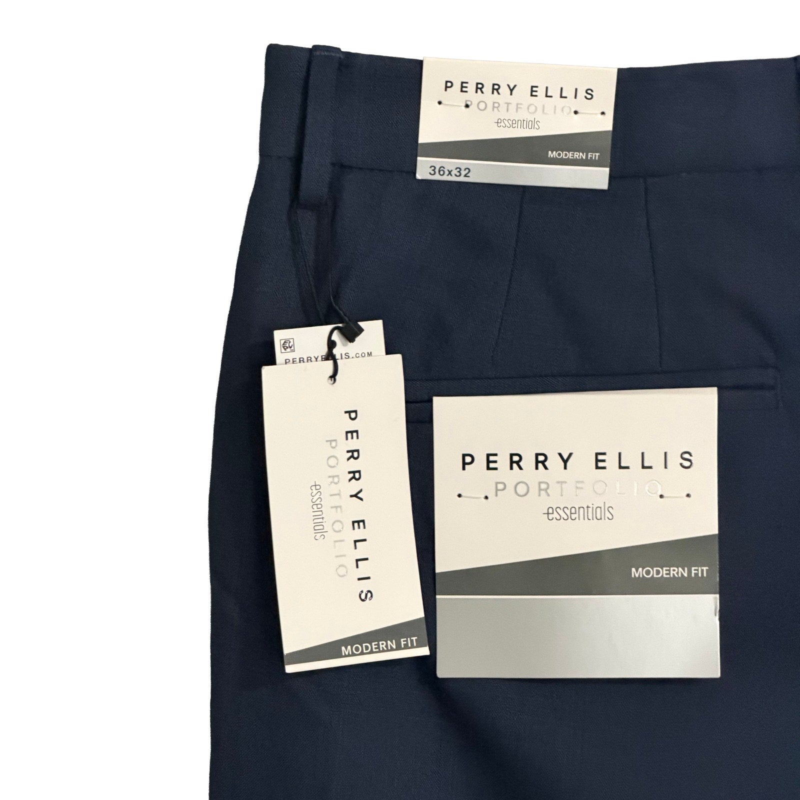 Perry Ellis Portfolio Pants Men's 36"x32" Modern Fit Dress Pants Mood Indigo