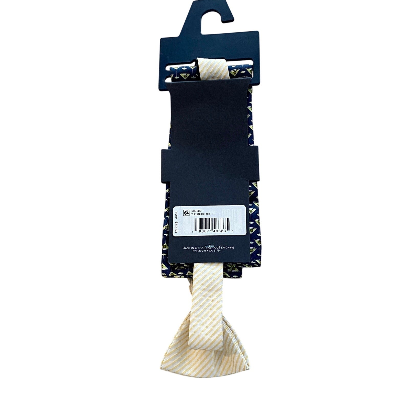 Tommy Hilfiger Tie Men's Bow Tie & Pocket Square Combo Blue & Yellow Martini