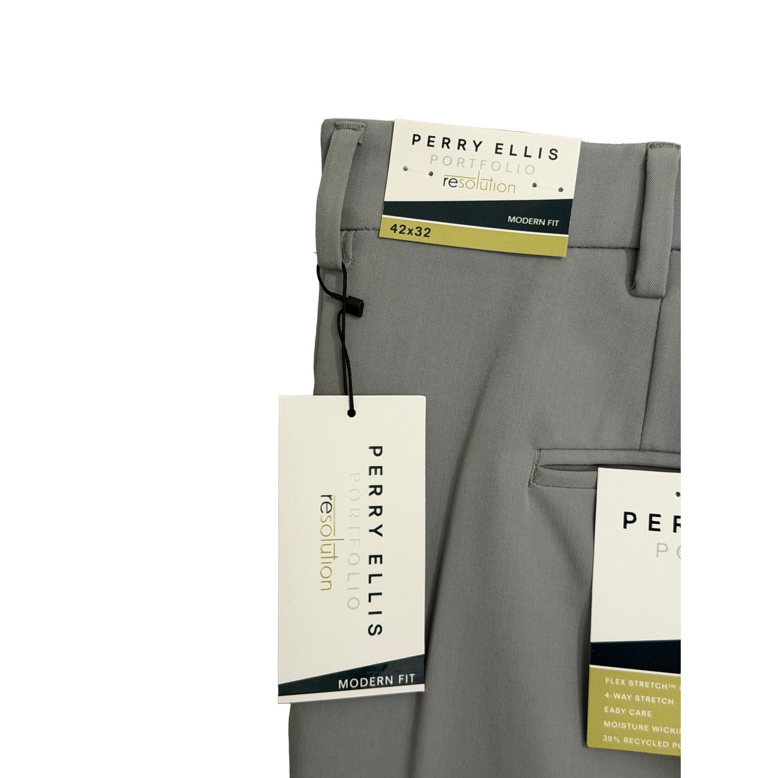 Perry Ellis Portfolio Pants Men's 42x32 Modern Fit Dress Pant Chiseled Stone