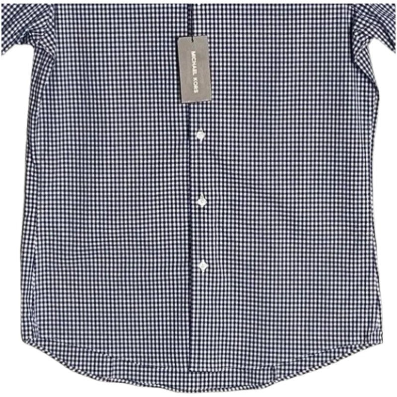 Michael Kors Men's Small Slim Fit Short Sleeve Polo Shirt Blue Gingham