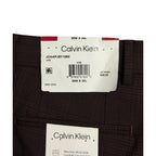 Calvin Klein Dress Pant Men's 30"x30" Slim Fit Flat Front Stretch Wine Plaid