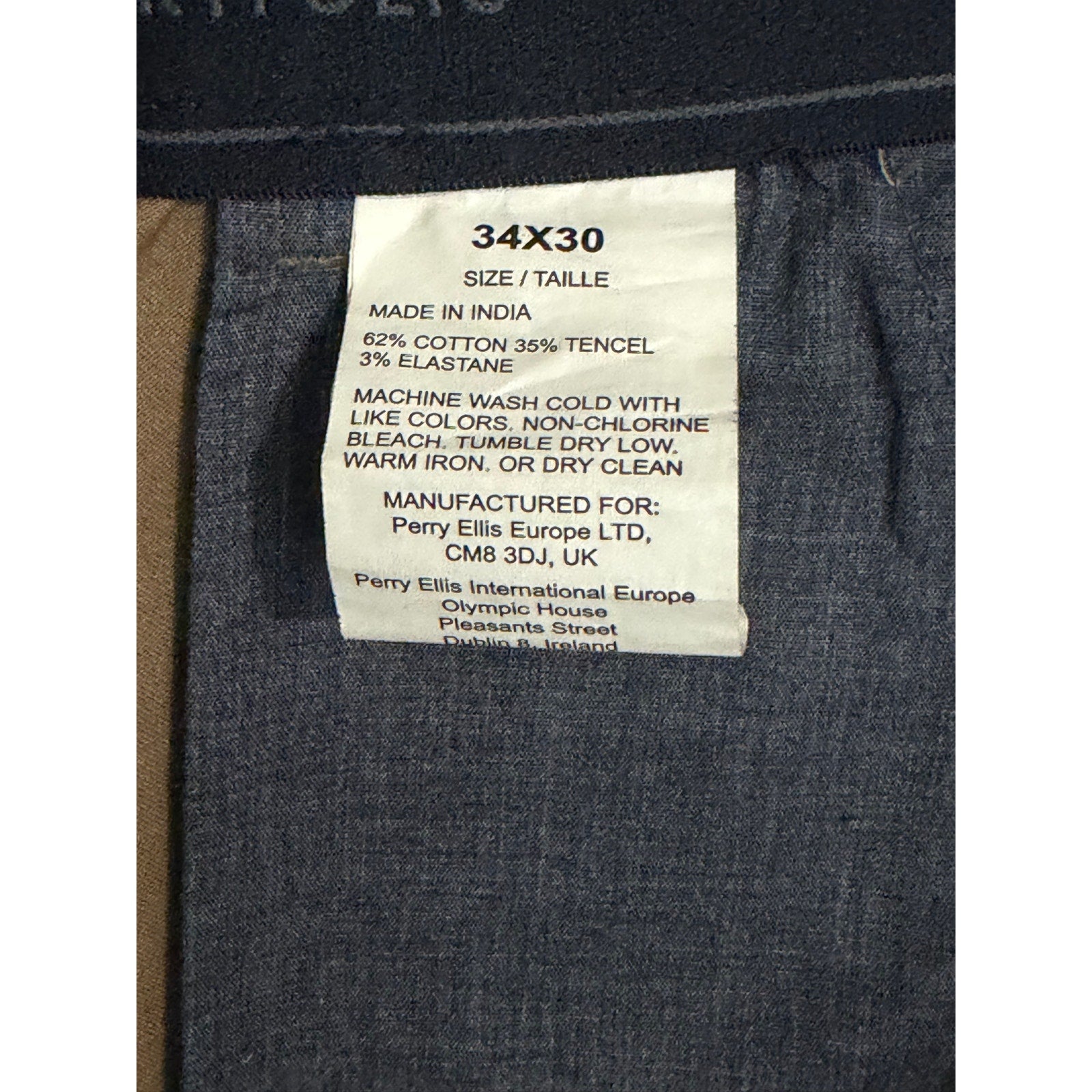 Perry Ellis Portfolio Pants Men's 34"x30" Slim Fit Dress Pant Elmwood
