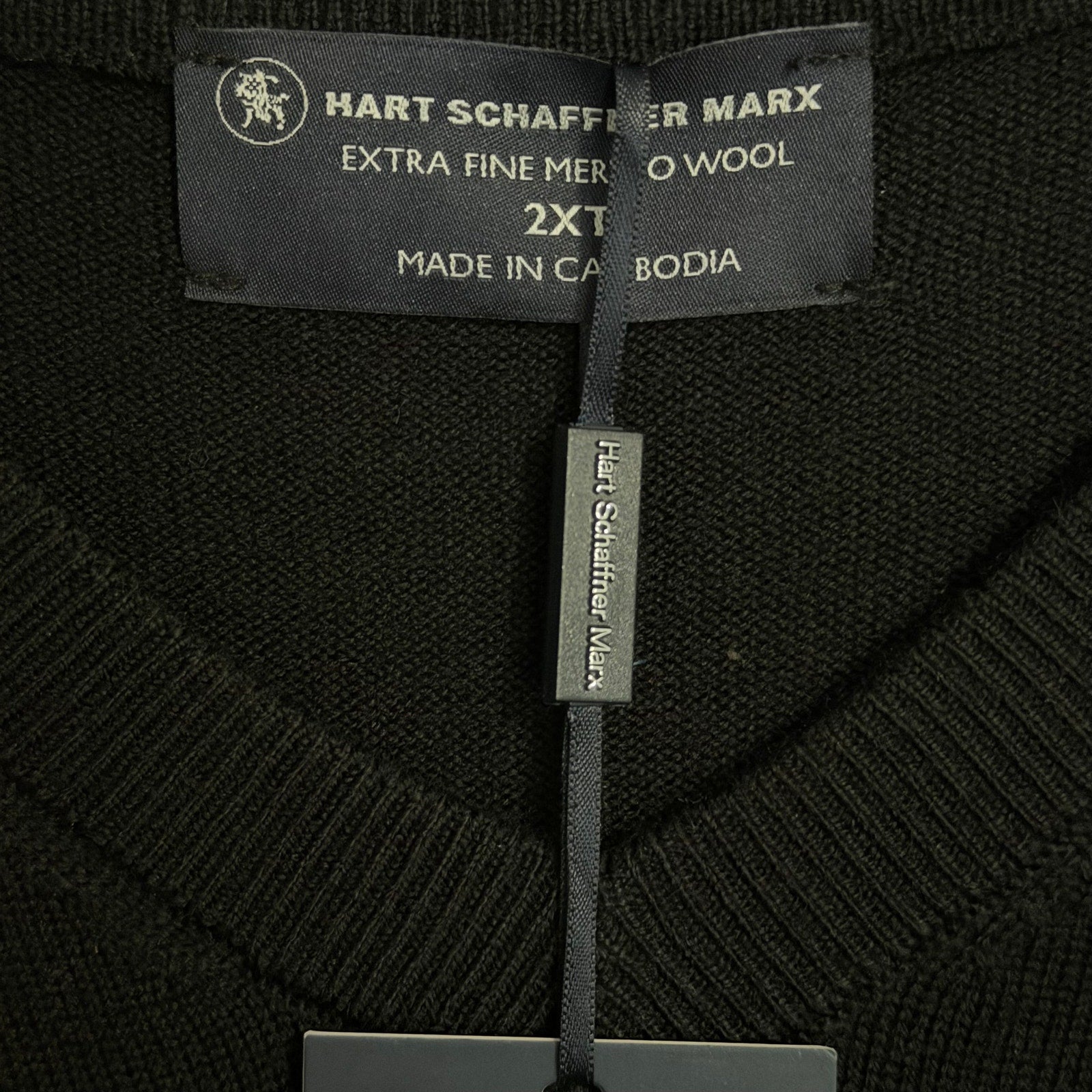 Hart Schaffner Marx Sweater Vest Men's 2XT Big & Tall V-Neck Wool Black NWT