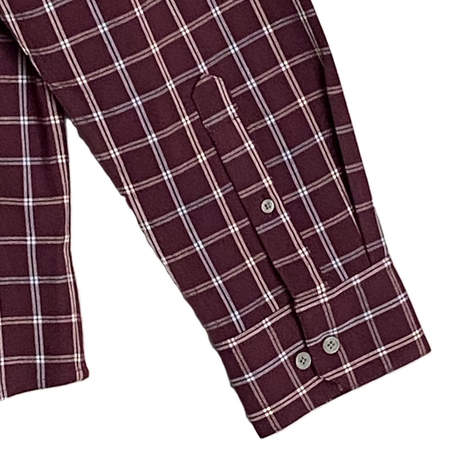 Mizzen+Main Men's XXL Trim Fit City Flannel Twill Shirt Wine Richard Plaid